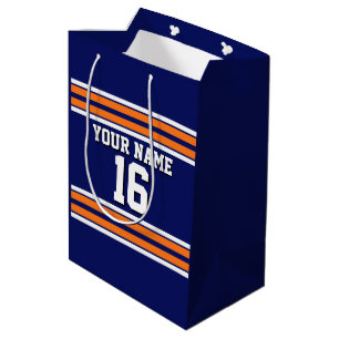 Sac Cadeau Moyen Maillot d'équipe Navy Blue avec bandes blanches or
