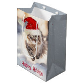 Sac Cadeau Moyen Maine Coon Chat De Noël En Neige (Devant Angle)