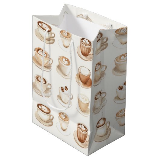 Sac Cadeau Moyen Mais d'abord, tasses à café (Devant Angle)