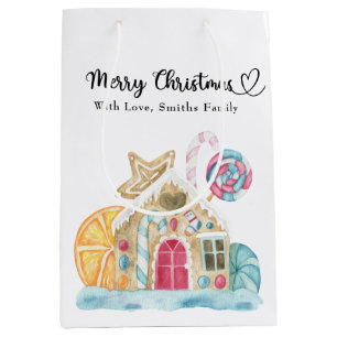 Sac Cadeau Moyen Maison de biscuits de Noël - Joyeux Noël