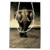 Sac Cadeau Moyen Majestic Wild Bull Elephant à Sepia (Dos)
