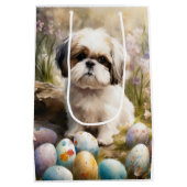 Sac Cadeau Moyen Malti Tzu Chien avec Oeufs de Pâques Vacances (Dos)