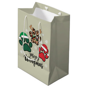 Sac Cadeau Moyen Maman Chien Noël Joyeux Woofmas Amoureux des Chien
