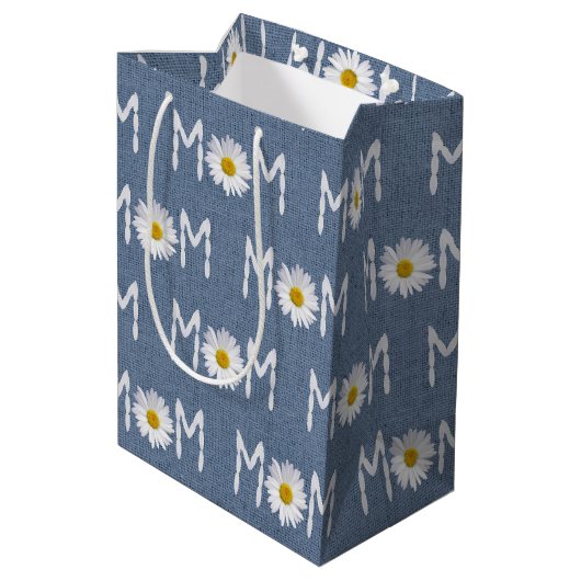 Sac Cadeau Moyen Maman Daisy On Blue Denim Medium Cadeau (Dos Angle)