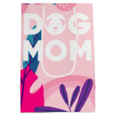 Sac Cadeau Moyen Maman de chien, Fleurs roses et Feuilles (Dos)