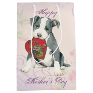 Sac Cadeau Moyen Maman de coeur de pitbull