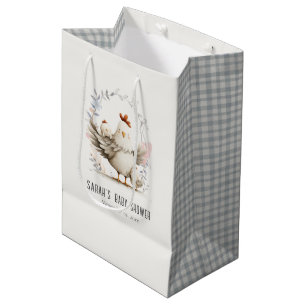Sac Cadeau Moyen Maman de la ferme mignonne et bébé poussin floral