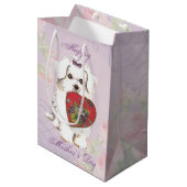 Sac Cadeau Moyen Maman du coeur maltais (Devant Angle)