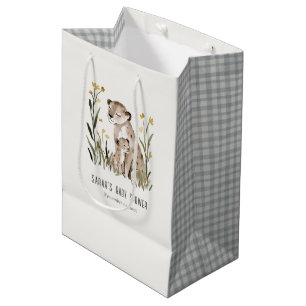 Sac Cadeau Moyen Maman et bébé tigre rustique et adorable Feuillage