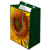 Sac Cadeau Moyen Mammouth jaune géant Tournesol et abeille (Devant Angle)