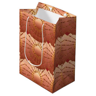 Sac Cadeau Moyen Mandala avec étoiles - dégradé de satin de cuivre