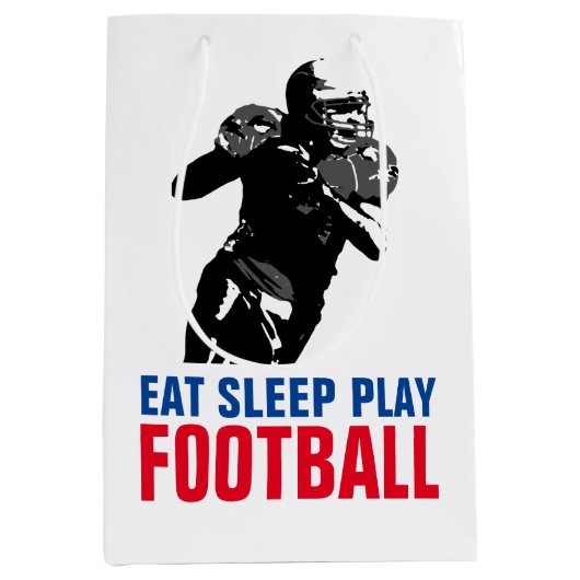 Sac Cadeau Moyen Mangez le sommeil Jouer Black & White Football Pop (Devant)