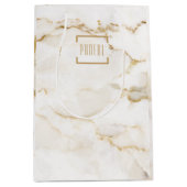 Sac Cadeau Moyen Marbre à Effet Doré Noël Personnalisé (Devant)