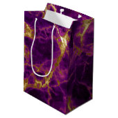 Sac Cadeau Moyen Marbre Abstrait moderne violet et or (Dos Angle)