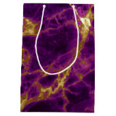 Sac Cadeau Moyen Marbre Abstrait moderne violet et or (Dos)