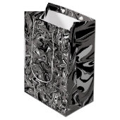 Sac Cadeau Moyen Marbre Abstrait noir (Devant Angle)
