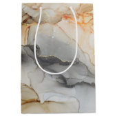 Sac Cadeau Moyen Marbre Abstrait noir orange doré (Devant)