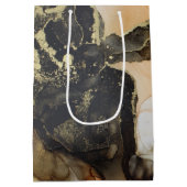 Sac Cadeau Moyen Marbre Abstrait noir orange doré (Dos)