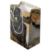 Sac Cadeau Moyen Marbre Abstrait noir orange doré (Dos Angle)