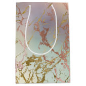 Sac Cadeau Moyen Marbre beige élégant | Rose Gold Vert sauge menthe (Devant)