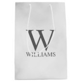 Sac Cadeau Moyen Marbre blanc Monogramme personnalisé et nom (Devant)