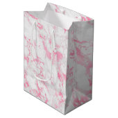 Sac Cadeau Moyen Marbre blanc rose (Devant Angle)