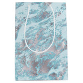 Sac Cadeau Moyen Marbre bleu Aqua Silver (Devant)