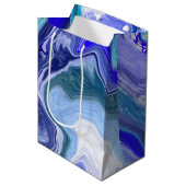 Sac Cadeau Moyen Marbre bleu et blanc    (Devant Angle)