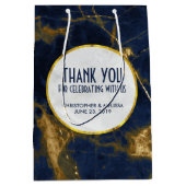 Sac Cadeau Moyen Marbre bleu marine et or Marbre moderne Merci Mari (Devant)