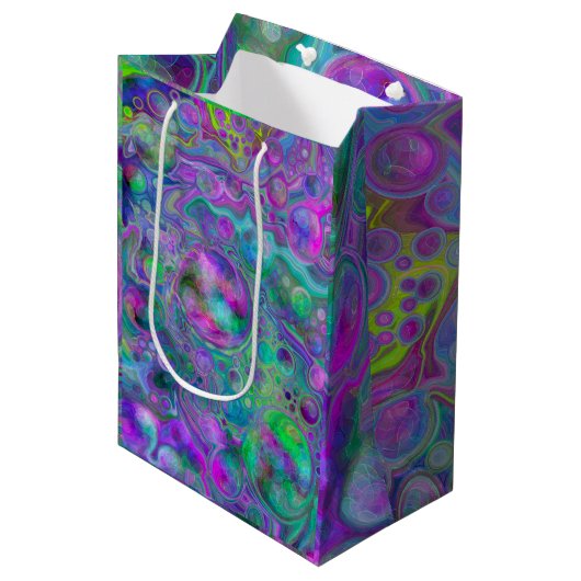 Sac Cadeau Moyen Marbre Bokeh violet, vert et bleu fluid Art Bokeh (Devant Angle)