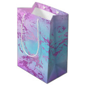 Sac Cadeau Moyen Marbre chic | Glam violet violet violet bleu Ombre (Dos Angle)
