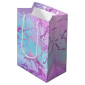 Sac Cadeau Moyen Marbre Chic | Glamour Étincelant Violet Pourpre Bl (Devant Angle)