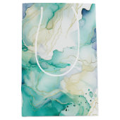Sac Cadeau Moyen Marbre d'encre bleue Mint Aqua (Devant)