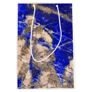Sac Cadeau Moyen Marbre granit bleu blanc gris élégant motif