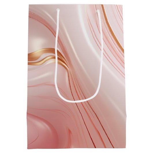 Sac Cadeau Moyen Marbre rose et or (Dos)