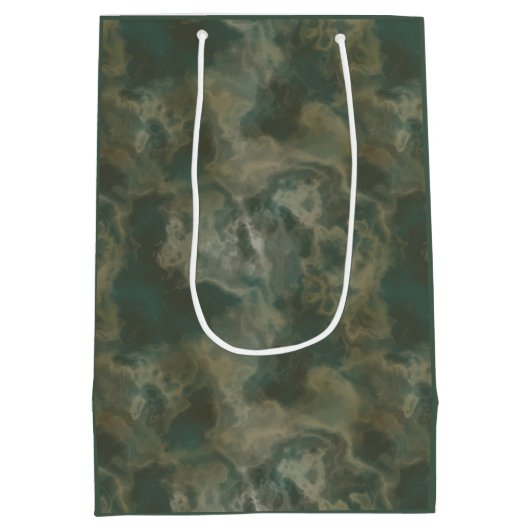 Sac Cadeau Moyen marbre vert abstrait (Dos)