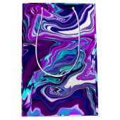 Sac Cadeau Moyen Marbre violet, bleu et Turquoise Abstrait (Devant)