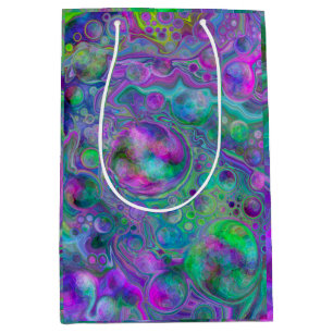 Sac Cadeau Moyen Marbre violet, bleu et vert