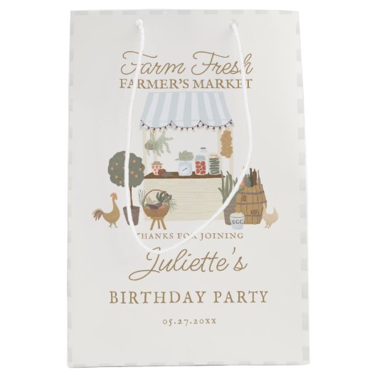 Sac Cadeau Moyen Marché des fermiers bleus Croissance locale Annive (Devant)