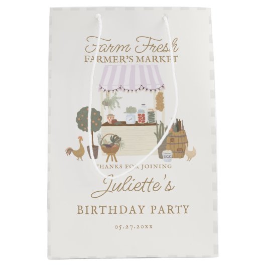 Sac Cadeau Moyen Marché des fermiers roses Croissance locale Annive (Devant)