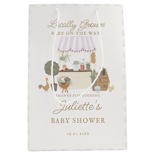 Sac Cadeau Moyen Marché des fermiers roses Croissance locale Baby s (Devant)