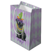 Sac Cadeau Moyen Mardi Gras Black Lab (Devant Angle)