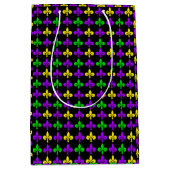 Sac Cadeau Moyen Mardi Gras Fleur de Lis Motif Tissus (Devant)