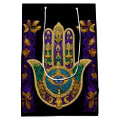 Sac Cadeau Moyen Mardi Gras Gold violet vert Hamsas Art (Dos)