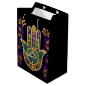 Sac Cadeau Moyen Mardi Gras Gold violet vert Hamsas Art (Dos Angle)
