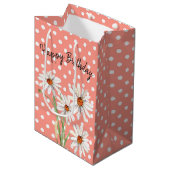 Sac Cadeau Moyen Marguerites blanches sur Pois (Devant Angle)