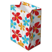 Sac Cadeau Moyen Marguerites Colorées Sur Blanc (Devant Angle)