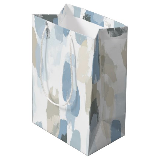 Sac Cadeau Moyen Mariage Abstrait à crème blanche bleue (Dos Angle)