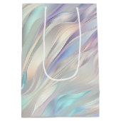 Sac Cadeau Moyen Mariage Aqua Bleu Violet Perle Blanc (Dos)