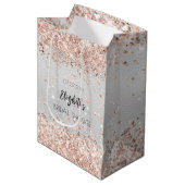 Sac Cadeau Moyen Mariage argent rose gold nom (Devant Angle)